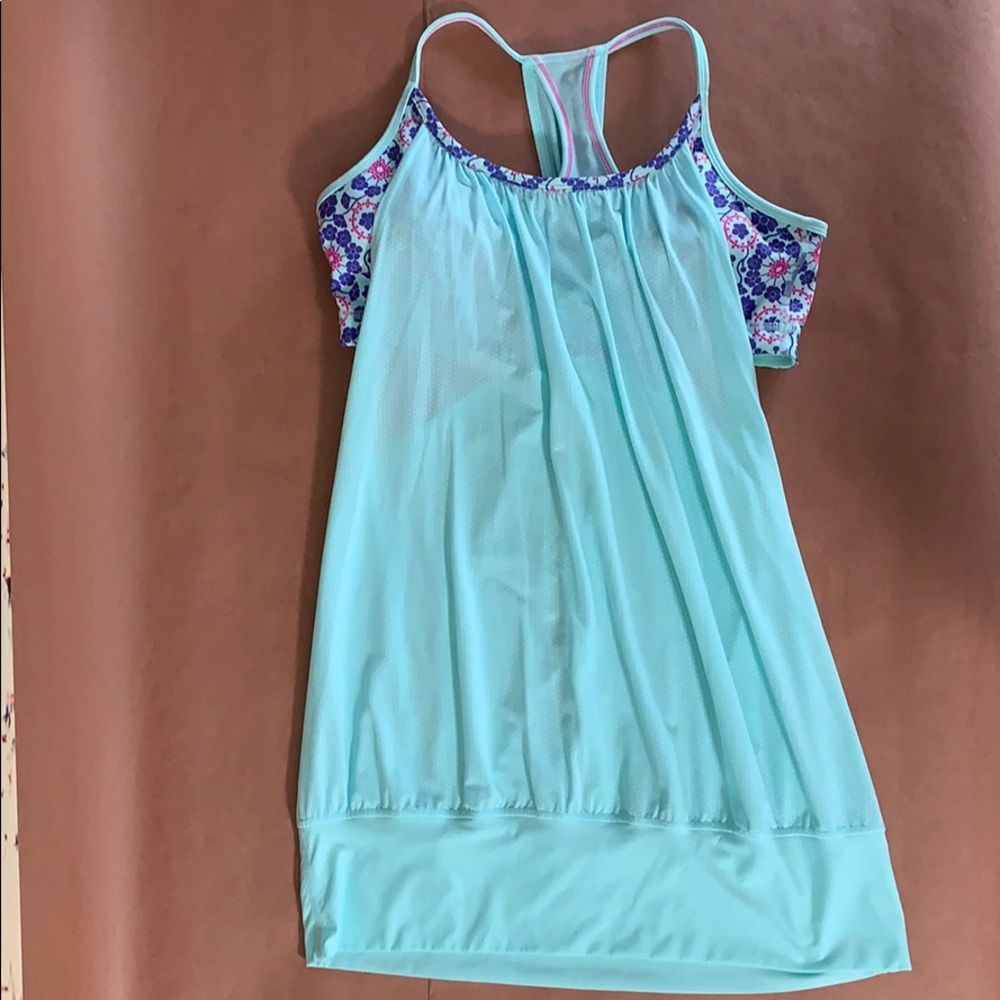 Lululemon tank, size 10, mint, purple and pink